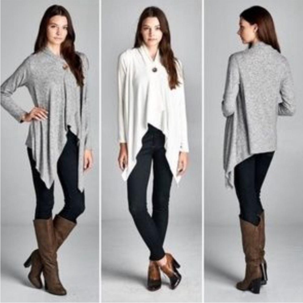 Bobeau One Button Fleece Wrap Cardigan Size Medium - Picture 3 of 11